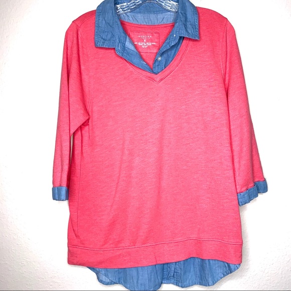 🔥4 for 25 Sonoma Coral Denim Sweater - Picture 2 of 4